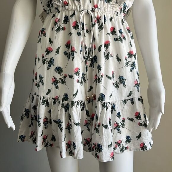 Olivaceous Floral Ruffle Cinched Sleeveless Dress - S - Picture 5 of 8